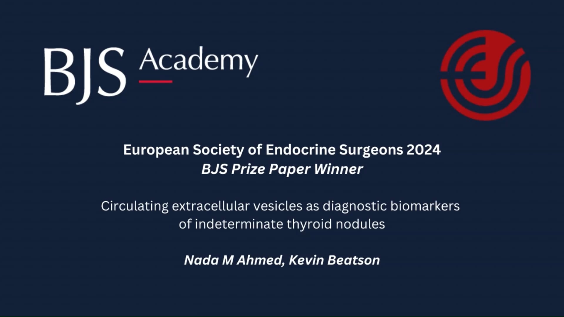 2024 ESES BJS Prize: Circulating extracellular vesicles as diagnostic biomarkers of indeterminate thyroid nodules