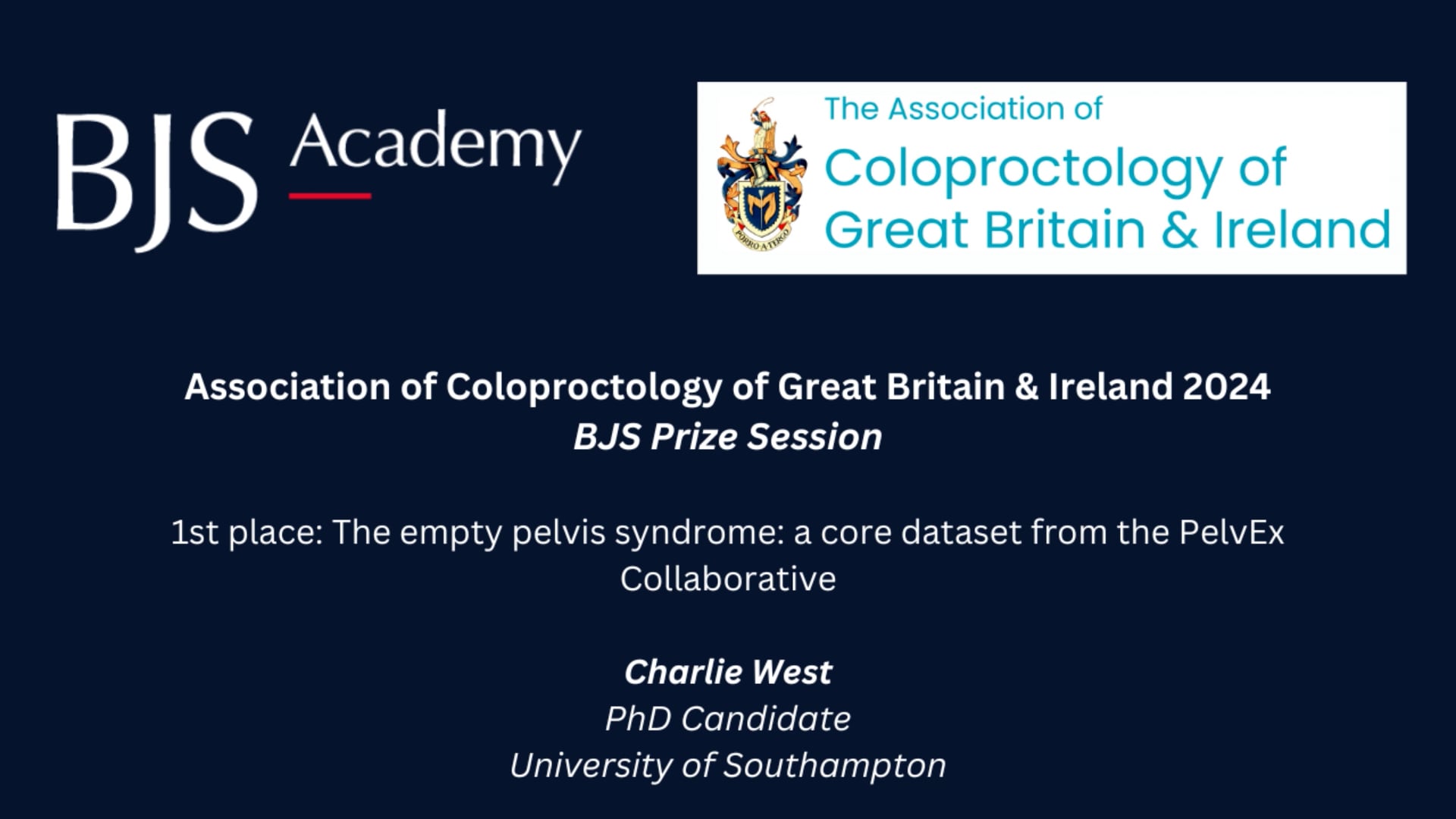 ACPGBI 2024 BJS Prize Session: The empty pelvis syndrome: a core dataset from the PelvEx Collaborative