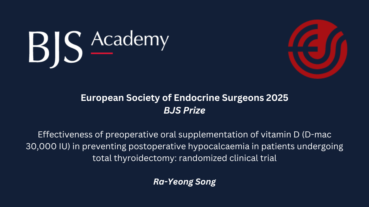 2025 ESES BJS Prize: Effectiveness of preoperative oral supplementation of vitamin D (D-mac 30,000 IU) in preventing postoperative hypocalcaemia in patients undergoing total thyroidectomy: randomized clinical trial