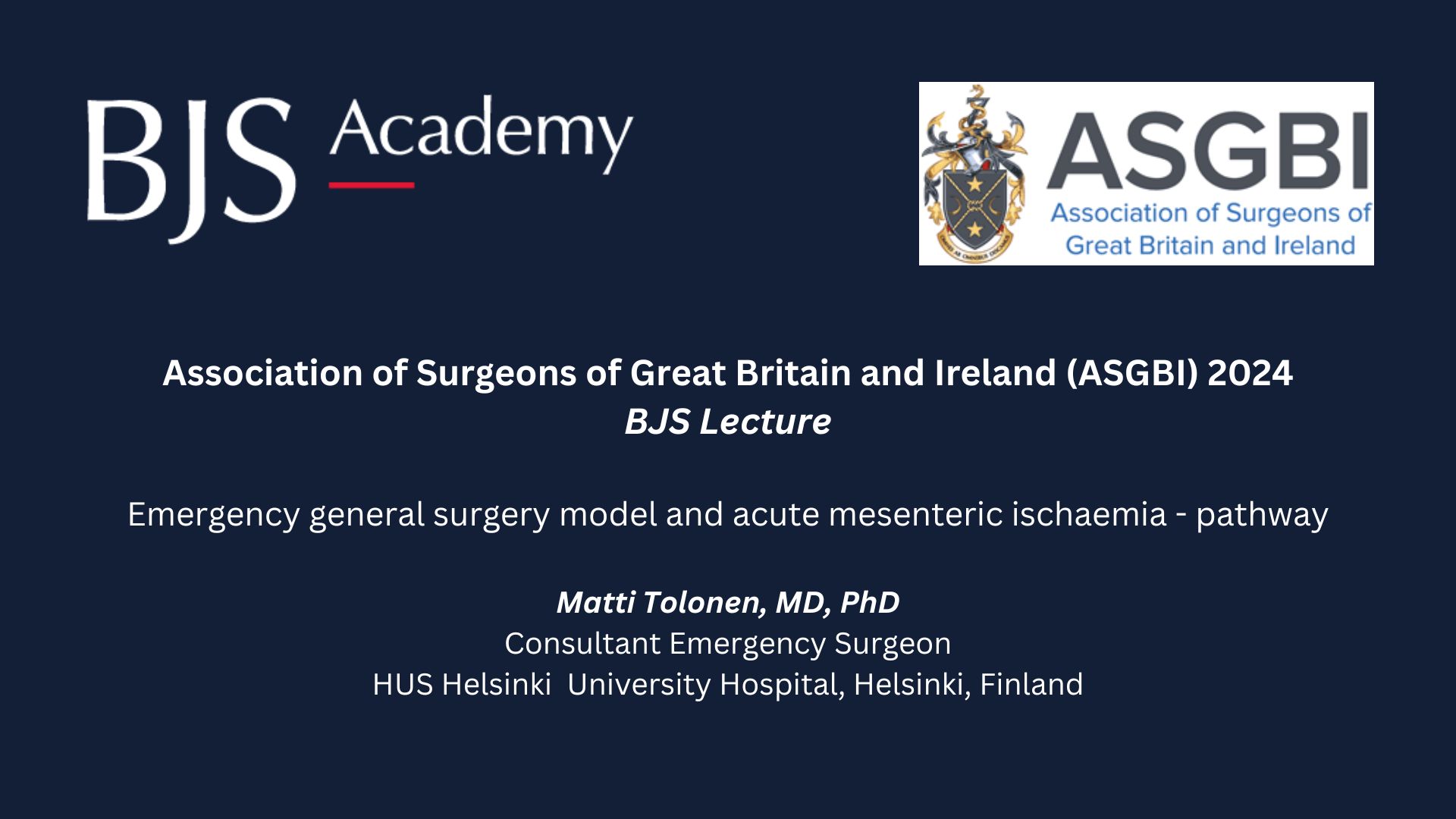 2024 ASGBI BJS Lecture: Emergency general surgery model and acute mesenteric ischaemia &#x2013; pathway