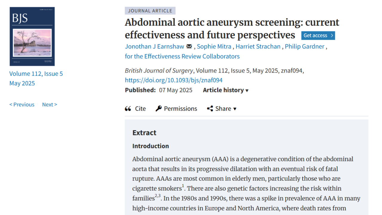 Aortic aneurysm screening: a personal history