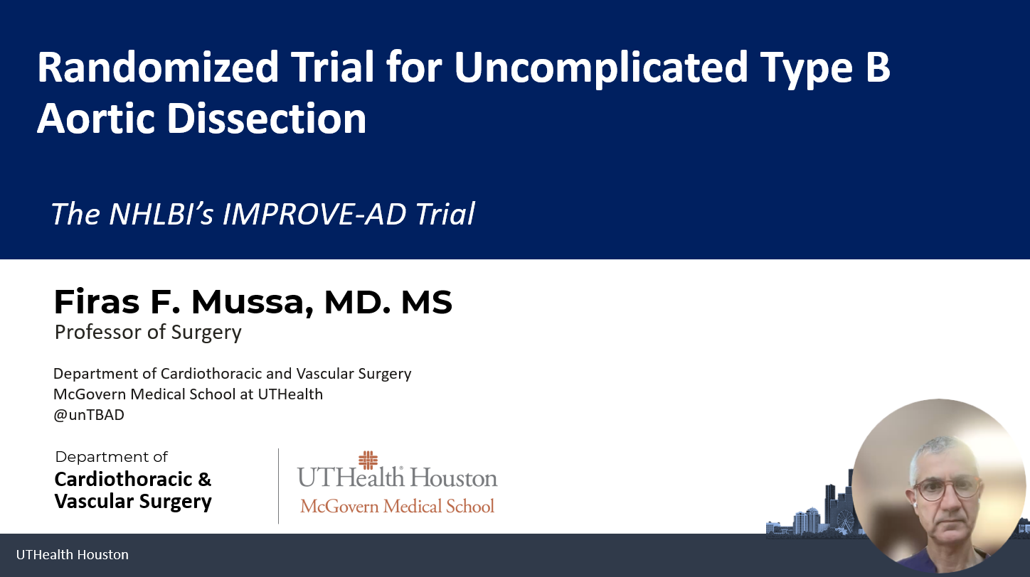 IMPROVE-AD: Randomized trial for uncomplicated Type B Aortic Dissection