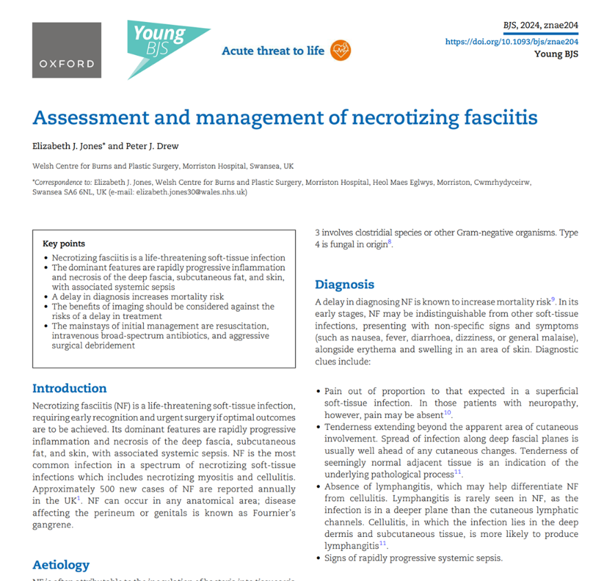 Assessment and management of necrotizing fasciitis