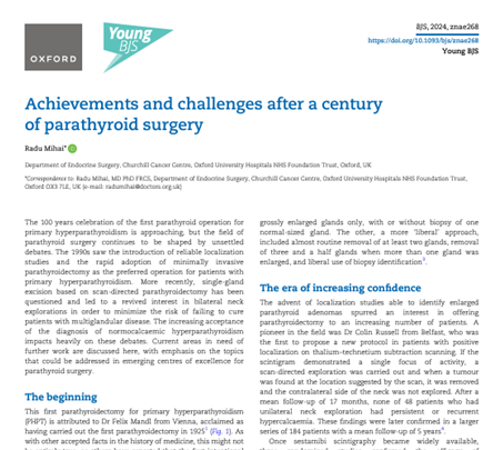 Achievements and challenges after a century of parathyroid surgery