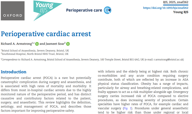 Perioperative cardiac arrest