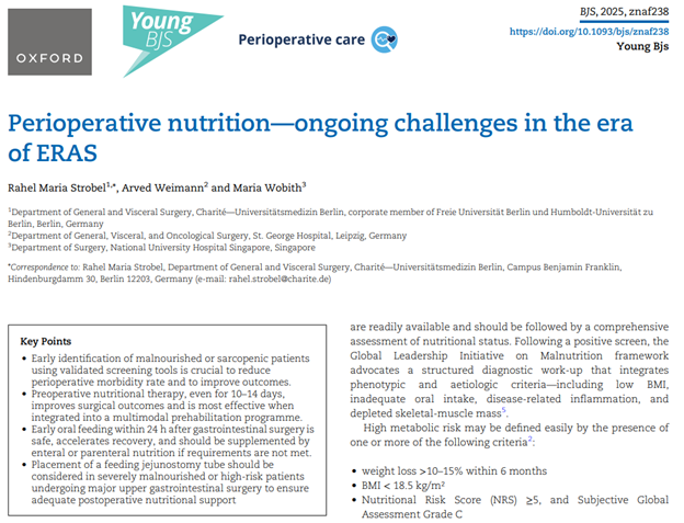 Perioperative nutrition—ongoing challenges in the era of ERAS