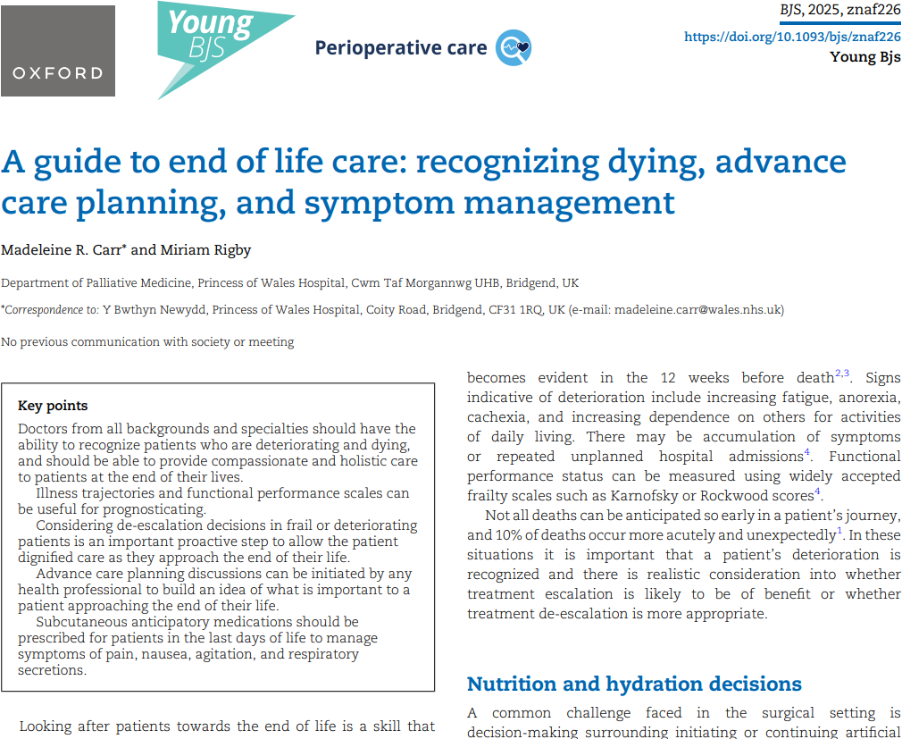 A guide to end of life care: recognizing dying, advance care planning, and symptom management