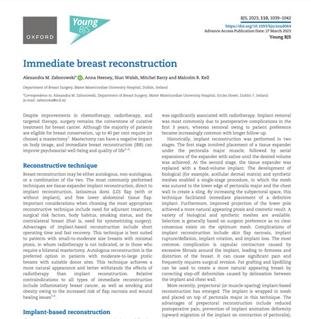 Immediate breast reconstruction