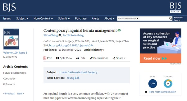 Contemporary inguinal hernia management