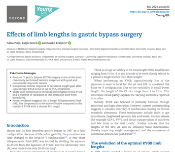 Effects of limb lengths in gastric bypass surgery